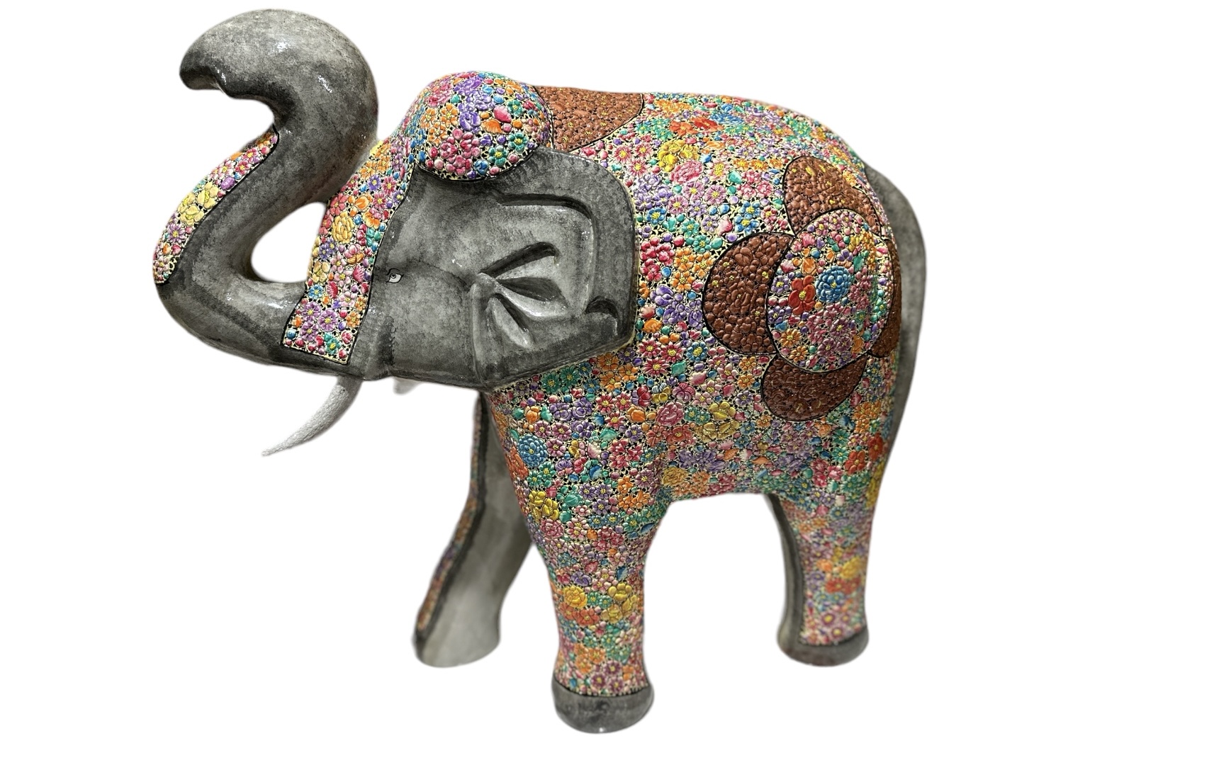 Vintage Handmade Elephant Statue, Hand painted elephant sculpture, Elephant statue. Paper Mache elephant sculpture ,hand painted elephant